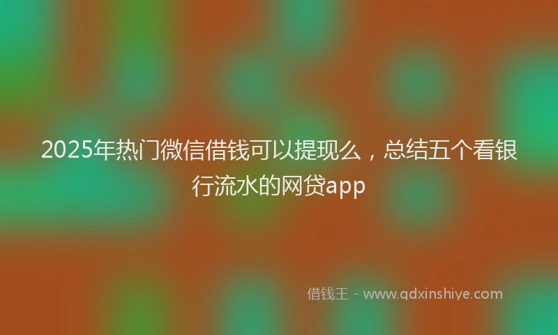 2025年热门微信借钱可以提现么，总结五个看银行流水的网贷app