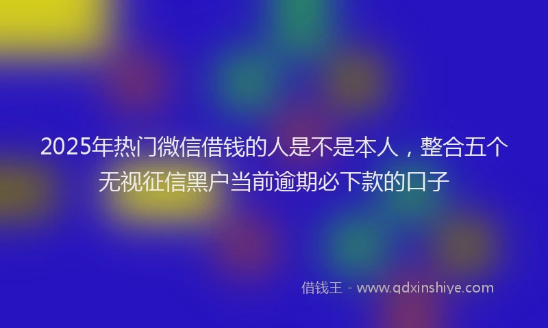 2025年热门微信借钱的人是不是本人，整合五个无视征信黑户当前逾期必下款的口子