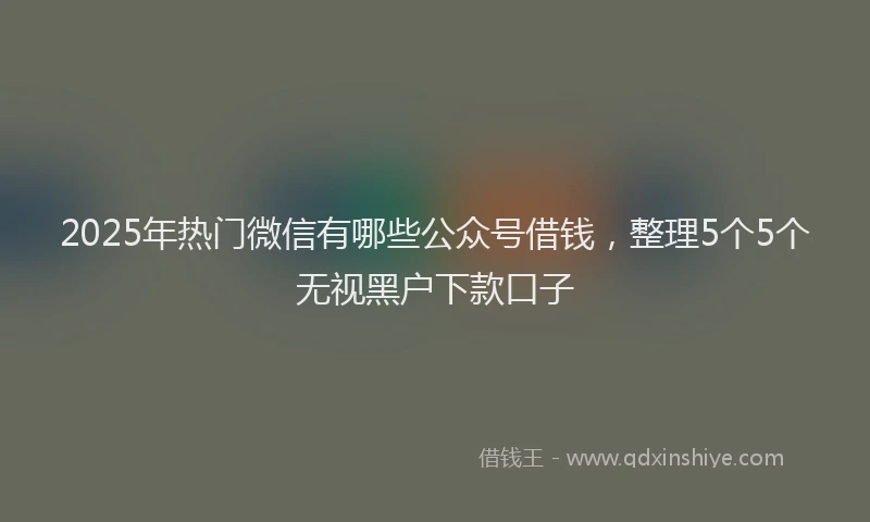 2025年热门微信有哪些公众号借钱，整理5个5个无视黑户下款口子