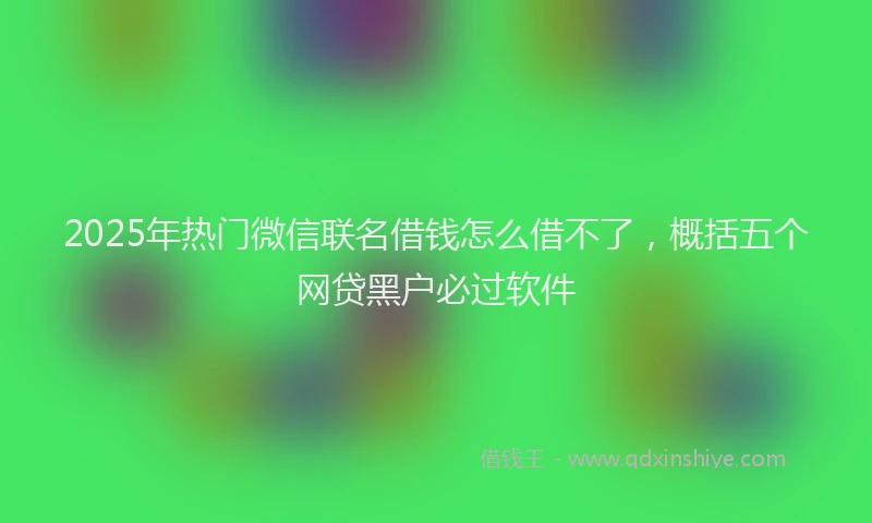 2025年热门微信联名借钱怎么借不了，概括五个网贷黑户必过软件
