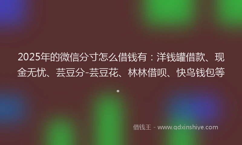 2025年的微信分寸怎么借钱有：洋钱罐借款、现金无忧、芸豆分-芸豆花、林林借呗、快鸟钱包等。