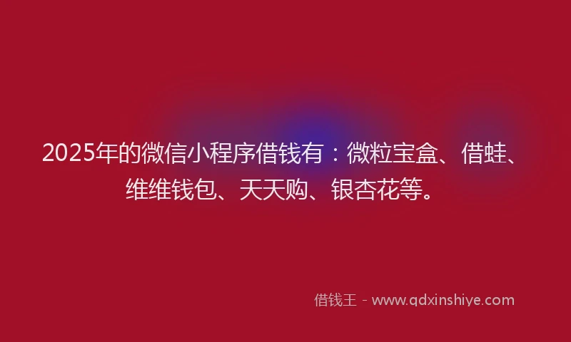 2025年的微信小程序借钱有：微粒宝盒、借蛙、维维钱包、天天购、银杏花等。