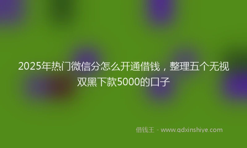 2025年热门微信分怎么开通借钱，整理五个无视双黑下款5000的口子