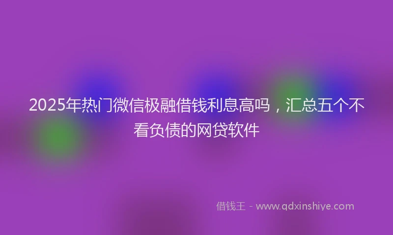 2025年热门微信极融借钱利息高吗，汇总五个不看负债的网贷软件