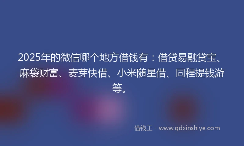 2025年的微信哪个地方借钱有：借贷易融贷宝、麻袋财富、麦芽快借、小米随星借、同程提钱游等。