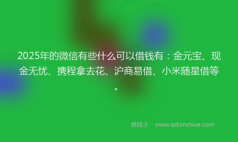 2025年的微信有些什么可以借钱有：金元宝、现金无忧、携程拿去花、沪商易借、小米随星借等。