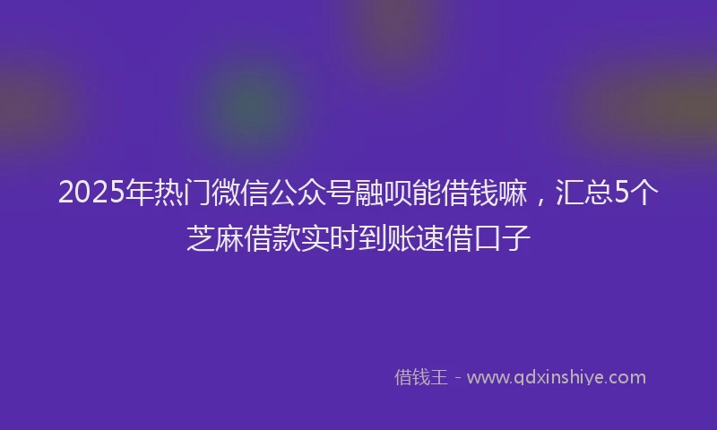 2025年热门微信公众号融呗能借钱嘛，汇总5个芝麻借款实时到账速借口子