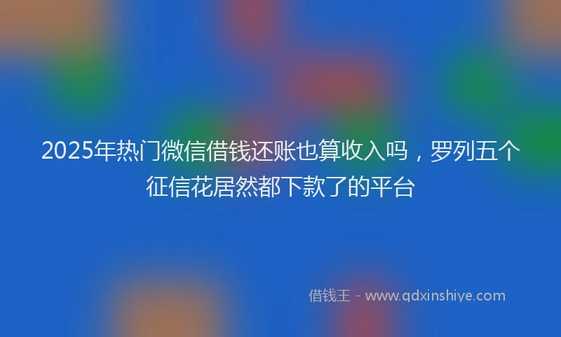 2025年热门微信借钱还账也算收入吗，罗列五个征信花居然都下款了的平台