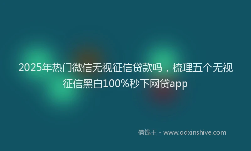 2025年热门微信无视征信贷款吗，梳理五个无视征信黑白100%秒下网贷app