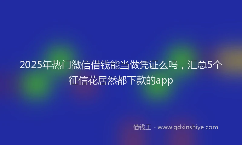 2025年热门微信借钱能当做凭证么吗，汇总5个征信花居然都下款的app