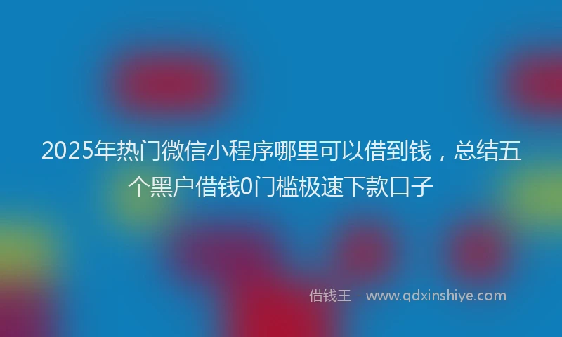 2025年热门微信小程序哪里可以借到钱，总结五个黑户借钱0门槛极速下款口子