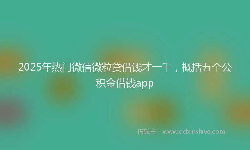 2025年热门微信微粒贷借钱才一千，概括五个公积金借钱app