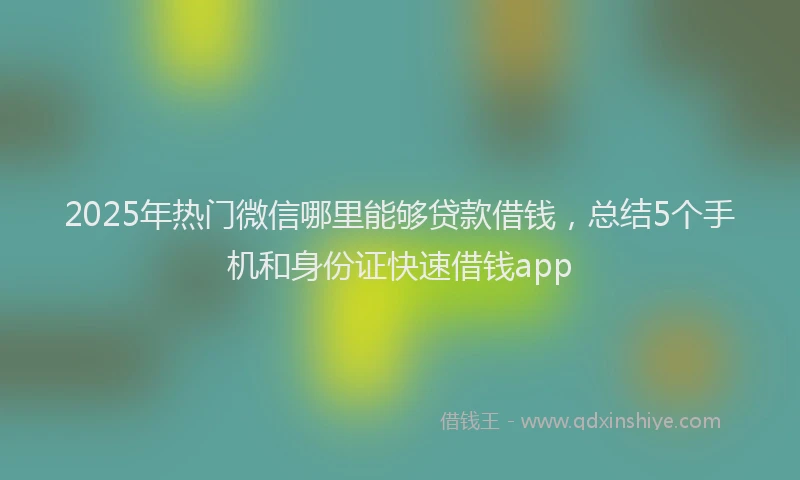 2025年热门微信哪里能够贷款借钱，总结5个手机和身份证快速借钱app