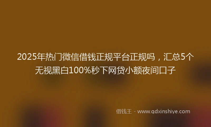2025年热门微信借钱正规平台正规吗，汇总5个无视黑白100%秒下网贷小额夜间口子