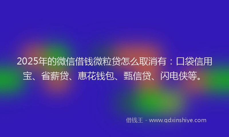 2025年的微信借钱微粒贷怎么取消有：口袋信用宝、省薪贷、惠花钱包、甄信贷、闪电侠等。