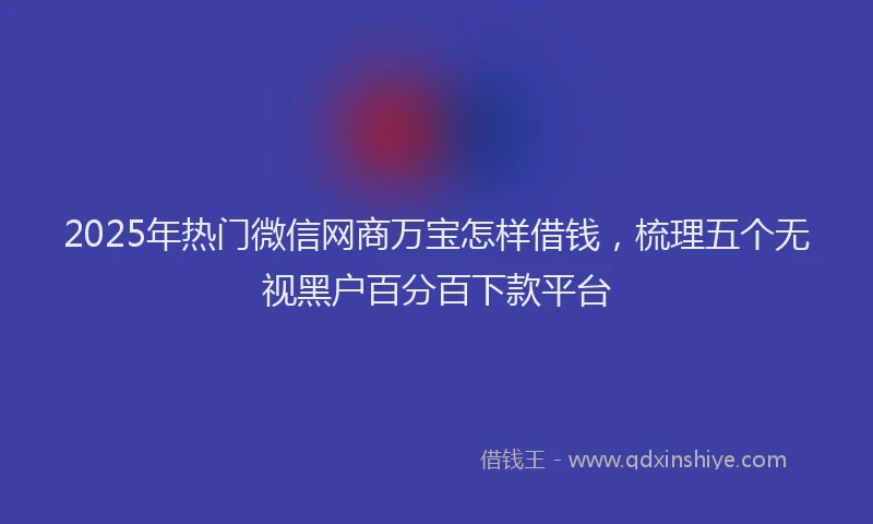 2025年热门微信网商万宝怎样借钱，梳理五个无视黑户百分百下款平台