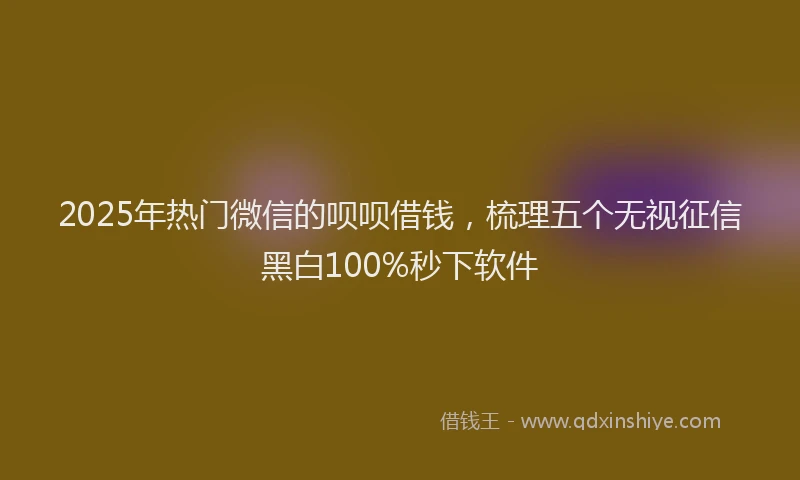 2025年热门微信的呗呗借钱，梳理五个无视征信黑白100%秒下软件