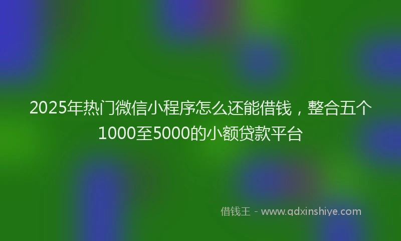 2025年热门微信小程序怎么还能借钱，整合五个1000至5000的小额贷款平台