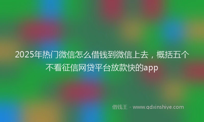 2025年热门微信怎么借钱到微信上去，概括五个不看征信网贷平台放款快的app
