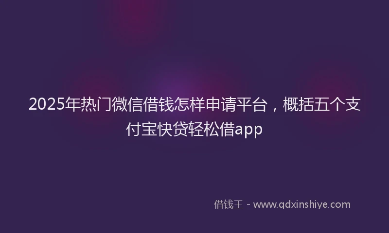 2025年热门微信借钱怎样申请平台，概括五个支付宝快贷轻松借app