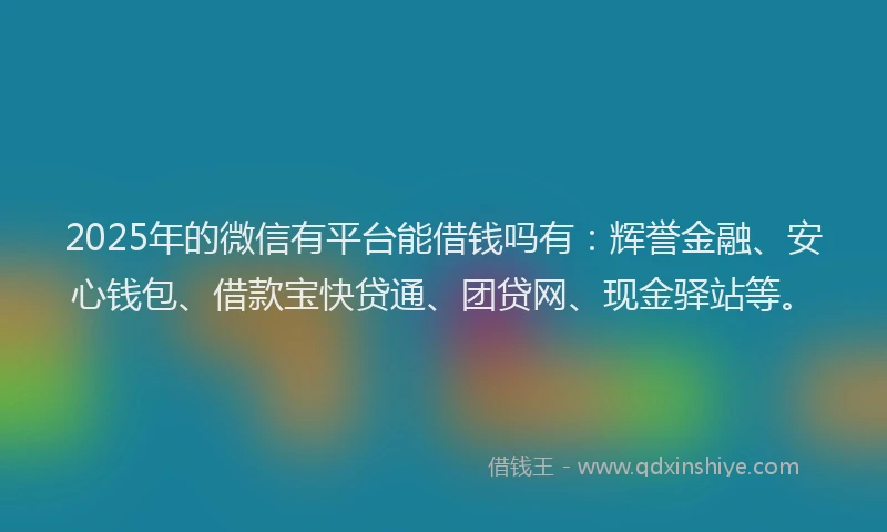 2025年的微信有平台能借钱吗有：辉誉金融、安心钱包、借款宝快贷通、团贷网、现金驿站等。