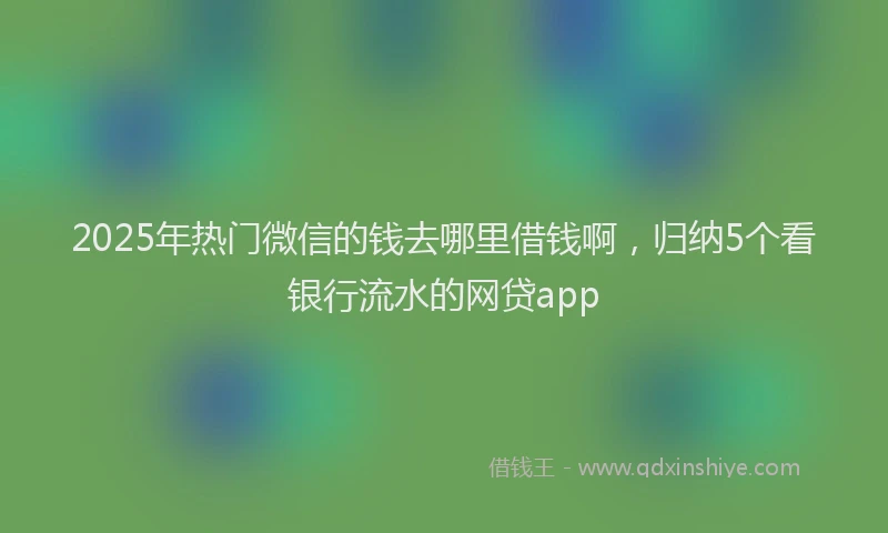 2025年热门微信的钱去哪里借钱啊，归纳5个看银行流水的网贷app
