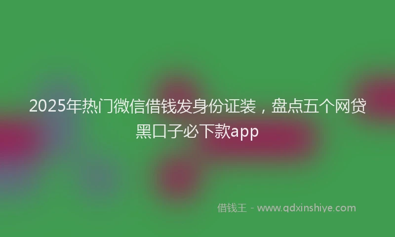 2025年热门微信借钱发身份证装，盘点五个网贷黑口子必下款app