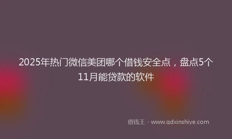2025年热门微信美团哪个借钱安全点，盘点5个11月能贷款的软件