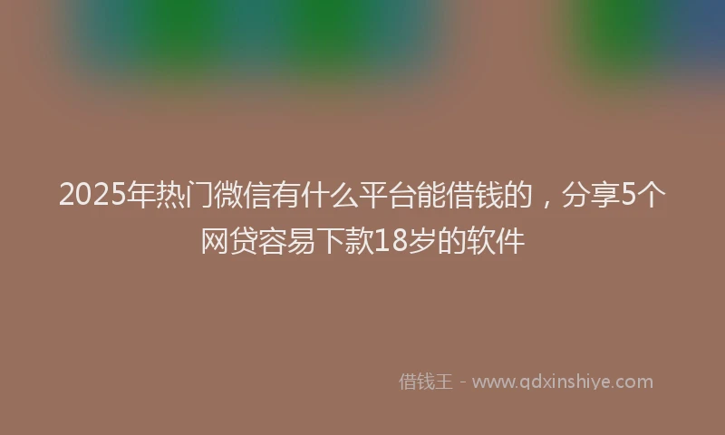 2025年热门微信有什么平台能借钱的，分享5个网贷容易下款18岁的软件