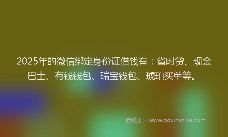 2025年的微信绑定身份证借钱有：省时贷、现金巴士、有钱钱包、瑞宝钱包、琥珀买单等。