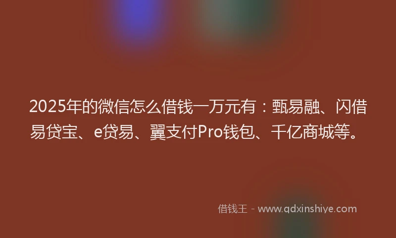 2025年的微信怎么借钱一万元有：甄易融、闪借易贷宝、e贷易、翼支付Pro钱包、千亿商城等。