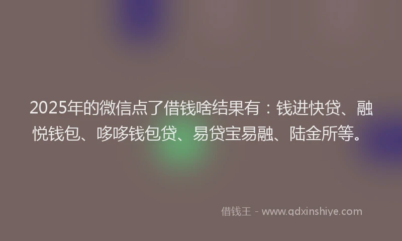 2025年的微信点了借钱啥结果有：钱进快贷、融悦钱包、哆哆钱包贷、易贷宝易融、陆金所等。