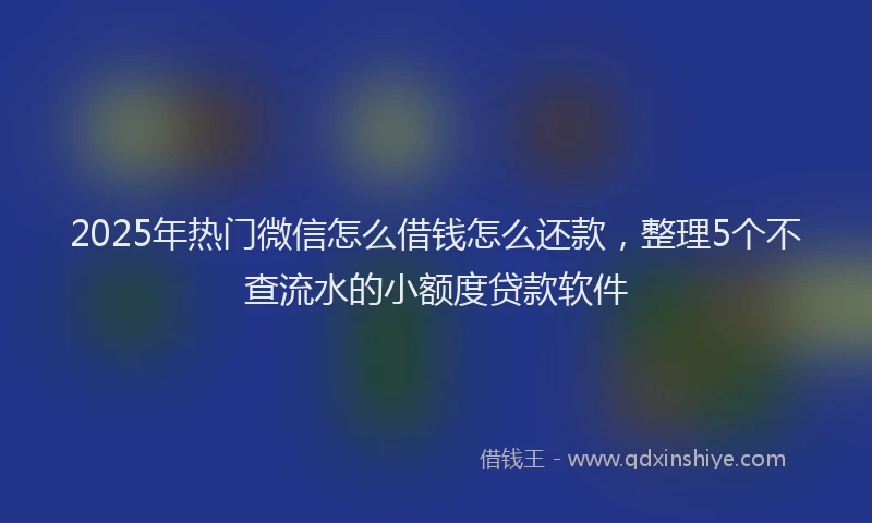 2025年热门微信怎么借钱怎么还款，整理5个不查流水的小额度贷款软件