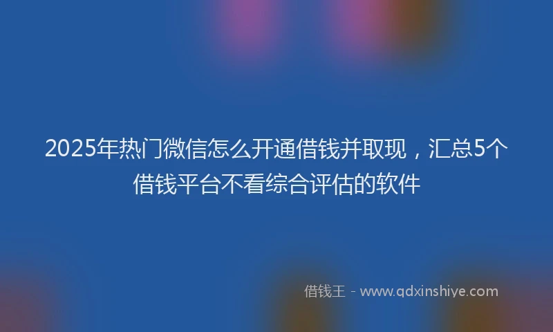 2025年热门微信怎么开通借钱并取现，汇总5个借钱平台不看综合评估的软件