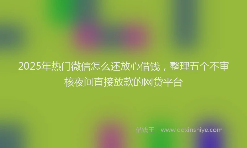 2025年热门微信怎么还放心借钱，整理五个不审核夜间直接放款的网贷平台