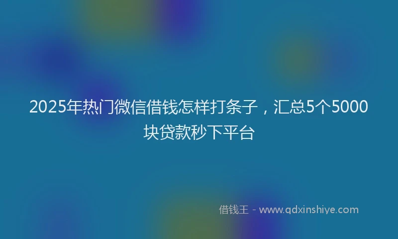 2025年热门微信借钱怎样打条子，汇总5个5000块贷款秒下平台
