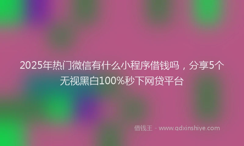 2025年热门微信有什么小程序借钱吗，分享5个无视黑白100%秒下网贷平台