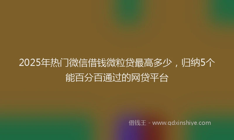 2025年热门微信借钱微粒贷最高多少，归纳5个能百分百通过的网贷平台