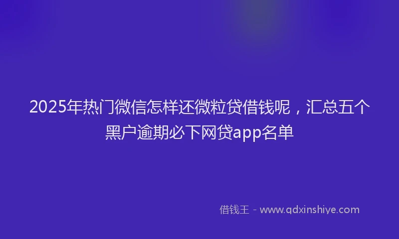 2025年热门微信怎样还微粒贷借钱呢，汇总五个黑户逾期必下网贷app名单
