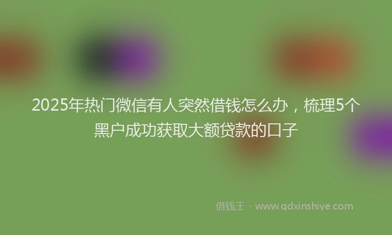 2025年热门微信有人突然借钱怎么办，梳理5个黑户成功获取大额贷款的口子