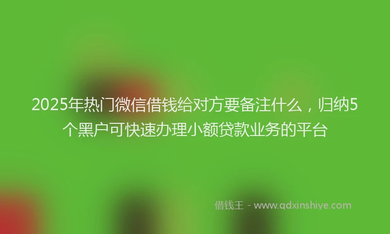 2025年热门微信借钱给对方要备注什么，归纳5个黑户可快速办理小额贷款业务的平台