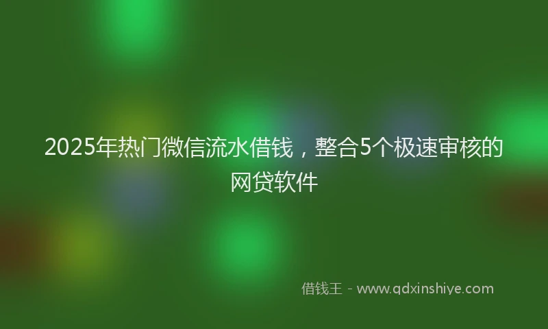 2025年热门微信流水借钱，整合5个极速审核的网贷软件