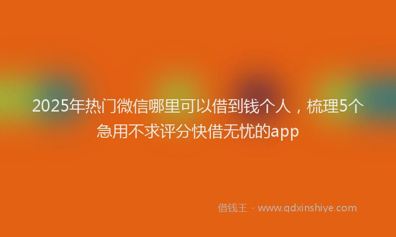 2025年热门微信哪里可以借到钱个人，梳理5个急用不求评分快借无忧的app