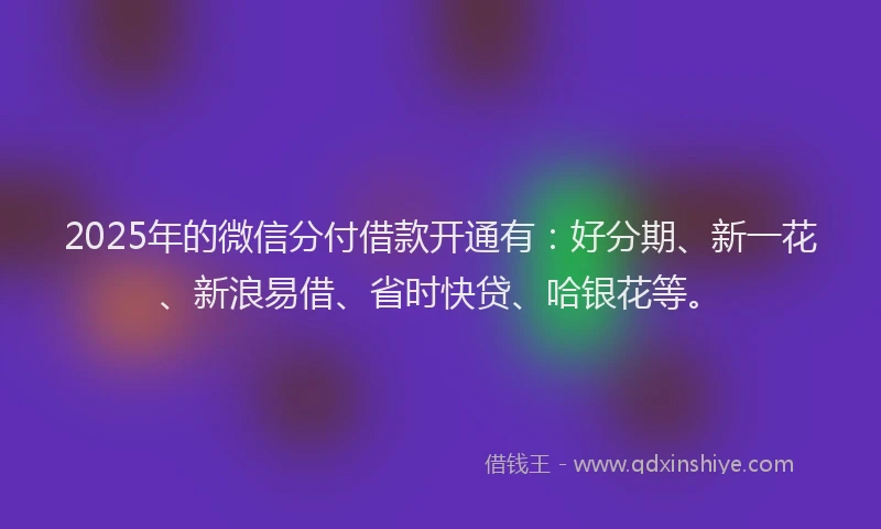 2025年的微信分付借款开通有：好分期、新一花、新浪易借、省时快贷、哈银花等。