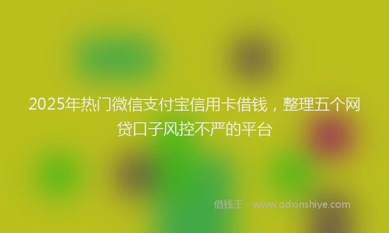 2025年热门微信支付宝信用卡借钱，整理五个网贷口子风控不严的平台