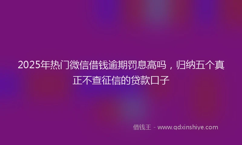 2025年热门微信借钱逾期罚息高吗，归纳五个真正不查征信的贷款口子