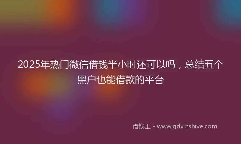 2025年热门微信借钱半小时还可以吗，总结五个黑户也能借款的平台