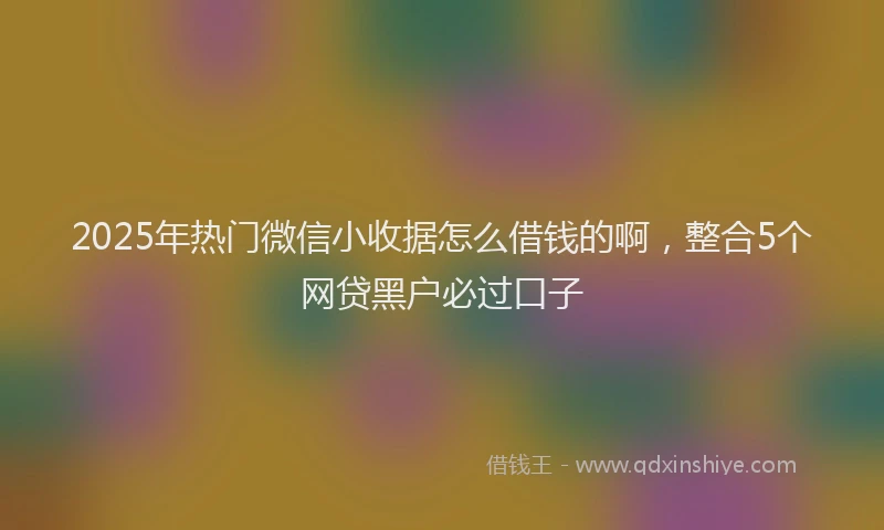 2025年热门微信小收据怎么借钱的啊，整合5个网贷黑户必过口子