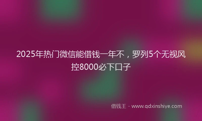 2025年热门微信能借钱一年不，罗列5个无视风控8000必下口子