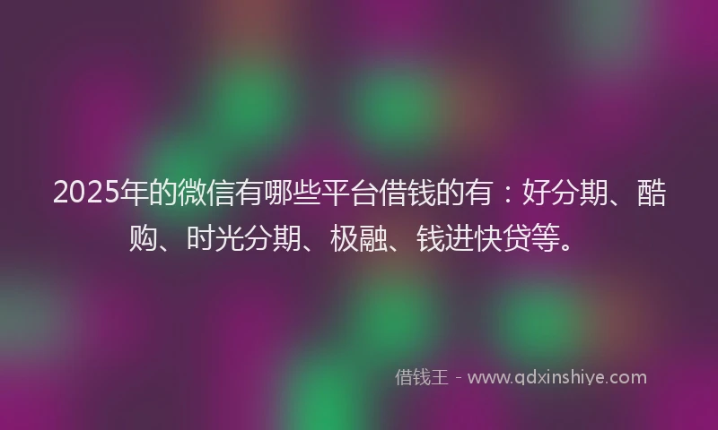 2025年的微信有哪些平台借钱的有：好分期、酷购、时光分期、极融、钱进快贷等。